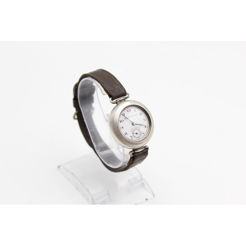 2444 - A vintage Marvin chronometre .935 silver Borgel cased hand wind trench watch, retailed by Storch Bro... 