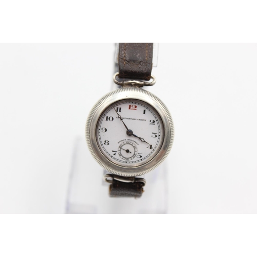 2444 - A vintage Marvin chronometre .935 silver Borgel cased hand wind trench watch, retailed by Storch Bro... 