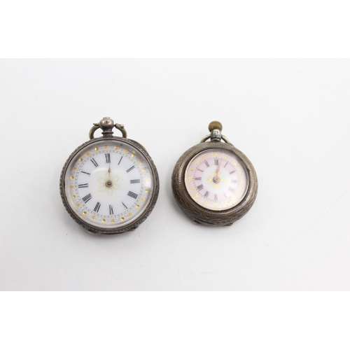 2453 - Two vintage .935 silver cased women's fob watches