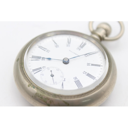 2455 - A vintage Waltham Railway timekeeper hand wind pocket watch with Chamfered Crystal front and case ba... 