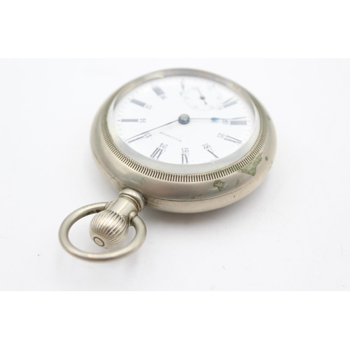 2455 - A vintage Waltham Railway timekeeper hand wind pocket watch with Chamfered Crystal front and case ba... 