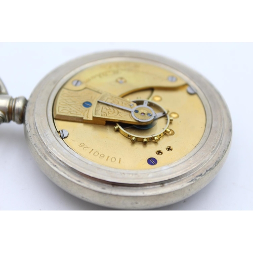 2455 - A vintage Waltham Railway timekeeper hand wind pocket watch with Chamfered Crystal front and case ba... 