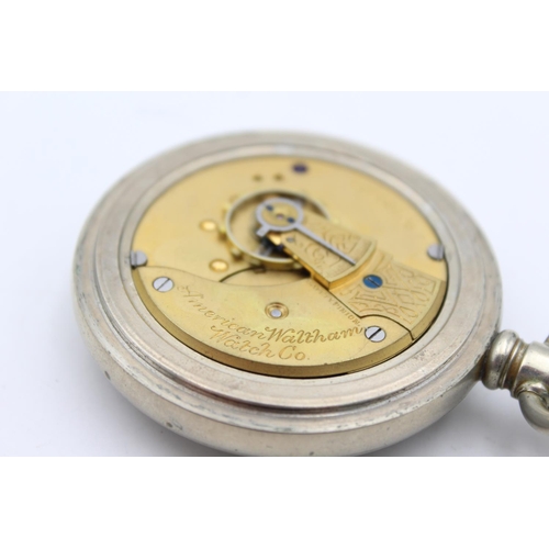 2455 - A vintage Waltham Railway timekeeper hand wind pocket watch with Chamfered Crystal front and case ba... 