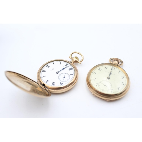 2461 - Two vintage rolled gold hand wind pocket watches, one being Thos. Russell & Son