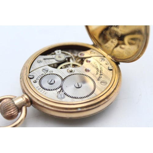 2461 - Two vintage rolled gold hand wind pocket watches, one being Thos. Russell & Son