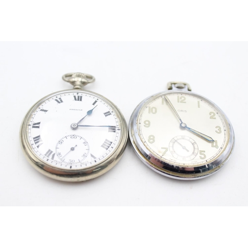 2462 - Two vintage hand wind open face pocket watches, one Oris and one Pinnacle