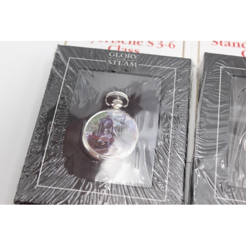 2467 - Five Glory of Steam quartz pocket watches in sealed original boxes to include Drummond T14, Britanni... 