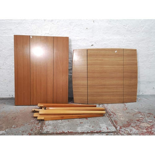 1057B - Two mid 20th century formica and beech drop leaf kitchen tables