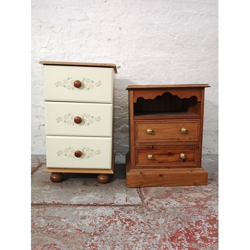 1073A - Two modern bedside cabinets, one pine two drawer - approx. 62cm high x 48cm wide x 41cm deep and one... 