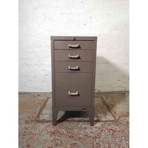 1073E - A Stor grey metal four drawer office filing cabinet - approx. 72cm high x 34cm wide x 49cm deep