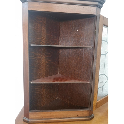 1082A - Three pieces of furniture, mahogany wall mountable corner cabinet - approx. 76cm high x 49cm wide x ... 