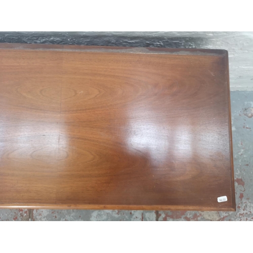 1082A - Three pieces of furniture, mahogany wall mountable corner cabinet - approx. 76cm high x 49cm wide x ... 