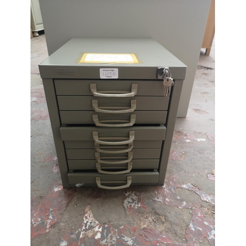 1117G - A Triumph grey metal eight drawer index filing cabinet - approx. 36.5cm high x 30.5cm wide x 42cm de... 