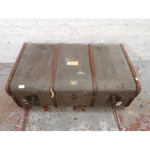 1156A - Two early 20th century travel trunks, one approx. 31cm high x 92cm wide x 53cm deep and one approx. ... 