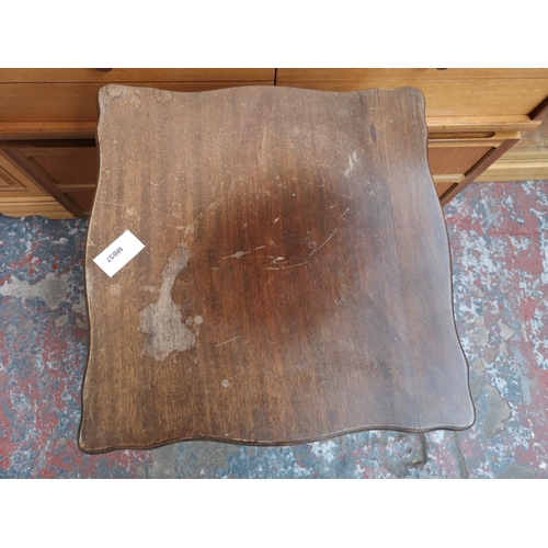 1158A - Two items, one early 20th century oak twin handled tray - approx. 56cm x 42cm and one Edwardian maho... 