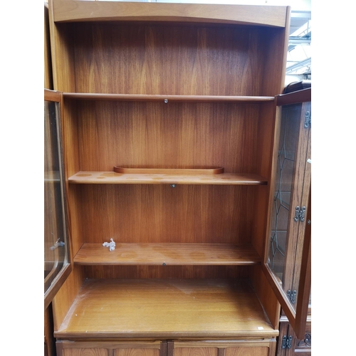 1161 - A Nathan teak display cabinet with two upper glazed doors and two lower cupboard doors - approx. 195... 