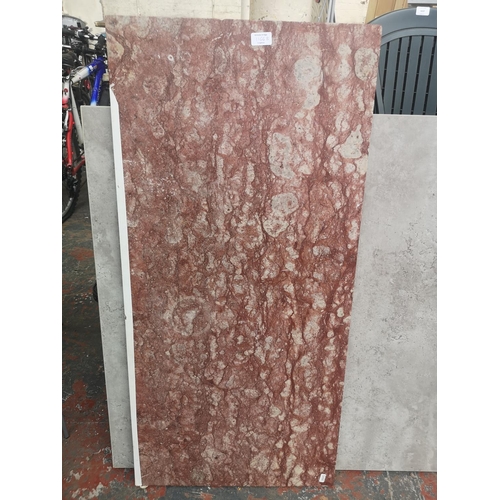 1166B - A solid pink marble washstand top - approx. 108cm x 52cm