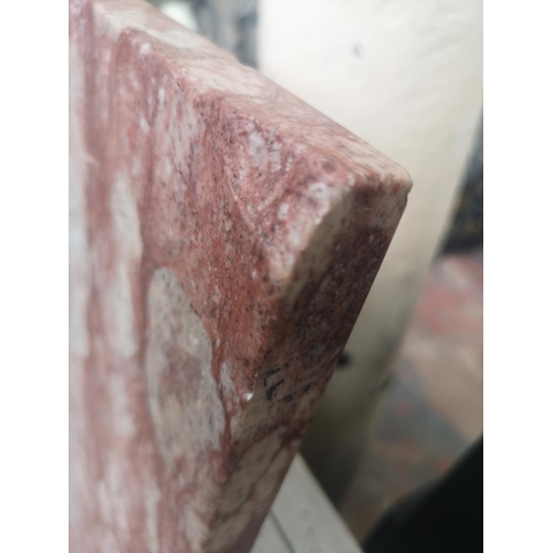 1166B - A solid pink marble washstand top - approx. 108cm x 52cm