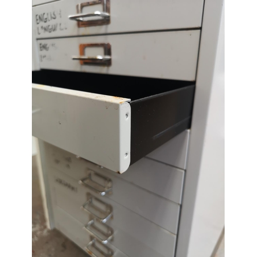 1174 - A Bisley grey metal ten drawer office filing cabinet - approx. 68cm high x 35cm wide x 46cm deep