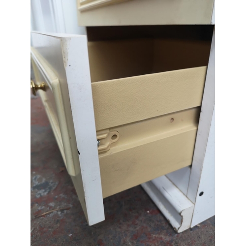 1175 - Four pieces of modern white laminate furniture, dressing table with three section mirror - approx. 6... 