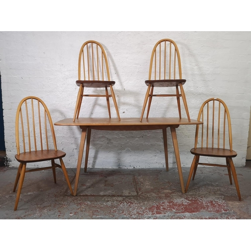 1178 - A 1960s Ercol blonde elm and beech oblong dining table with four matching Quaker dining chairs - app... 