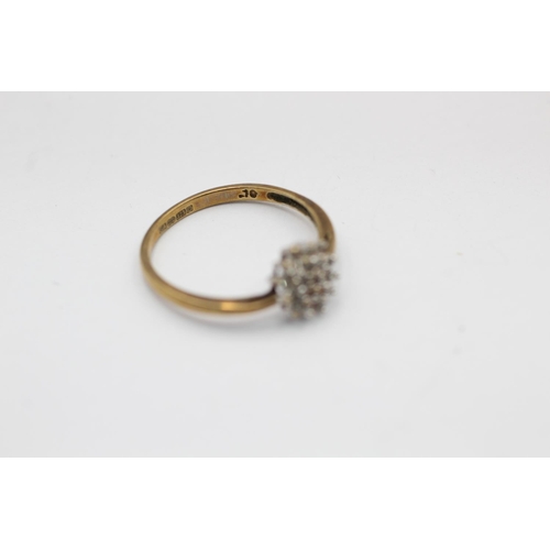 2159 - A hallmarked Sheffield 9ct gold diamond floral set ring, size O - approx. gross weight 1.4 grams