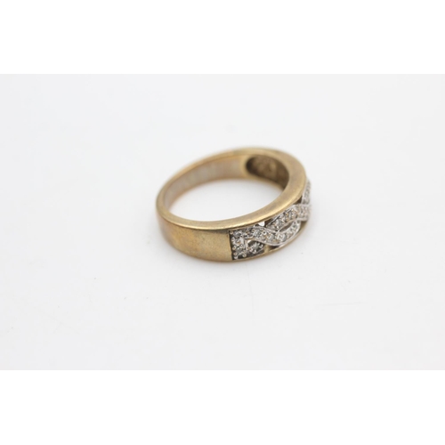 2172 - A hallmarked Sheffield 9ct gold diamond twist front band ring ,size M½ - approx. gross weight 3.8 gr... 