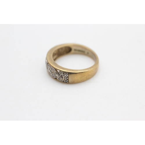 2172 - A hallmarked Sheffield 9ct gold diamond twist front band ring ,size M½ - approx. gross weight 3.8 gr... 