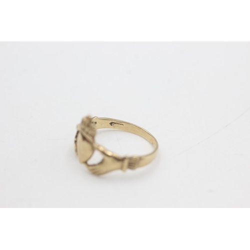 2175 - A hallmarked London 9ct gold claddagh ring, size N½ - approx. gross weight 2 grams