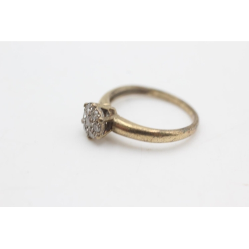 2199 - A hallmarked Birmingham 9ct gold multi diamond set ring, size M½ - approx. gross weight 2 grams