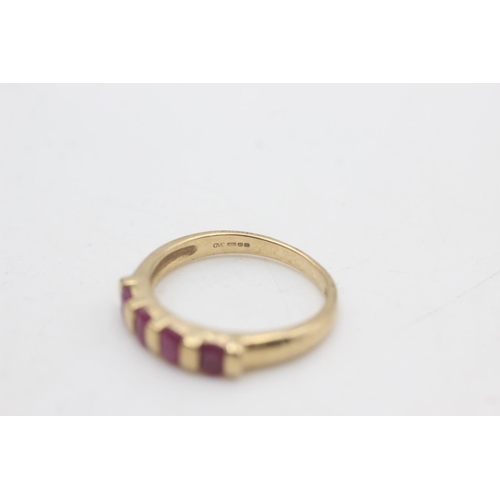 2203 - A hallmarked Birmingham 9ct gold four stone ruby fronted ring, size Q½ - approx. gross weight 3.1 gr... 