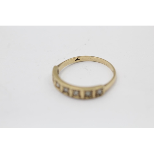 2204 - A hallmarked London 9ct gold diamond fronted band ring, size R - approx. gross weight 2 grams