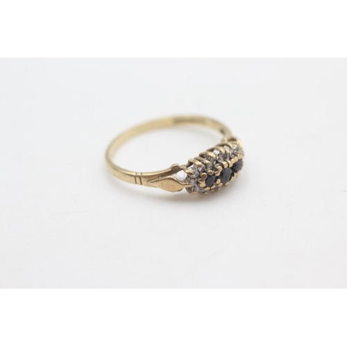 2206 - A hallmarked Birmingham 9ct gold diamond framed sapphire ring, size O½ - approx. gross weight 2.1 gr... 