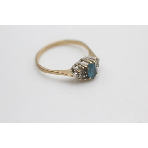 2207 - A hallmarked Birmingham 9ct gold diamond framed topaz ring, size P½ - approx. gross weight 2.1 grams