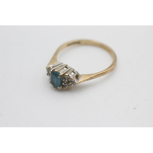 2207 - A hallmarked Birmingham 9ct gold diamond framed topaz ring, size P½ - approx. gross weight 2.1 grams