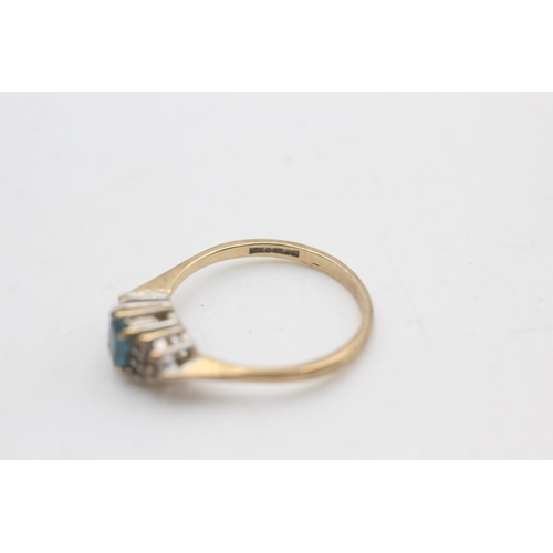 2207 - A hallmarked Birmingham 9ct gold diamond framed topaz ring, size P½ - approx. gross weight 2.1 grams