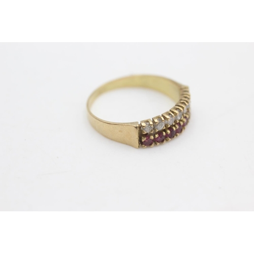 2230 - A 14ct gold ruby and clear gemstone ring, size Q½ - approx. gross weight 2.5 grams