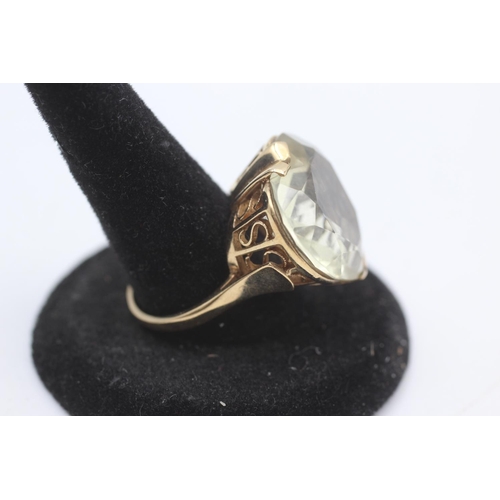 2243 - A hallmarked London 9ct gold citrine heart carved dress ring, size P - approx. gross weight 9.2 gram... 