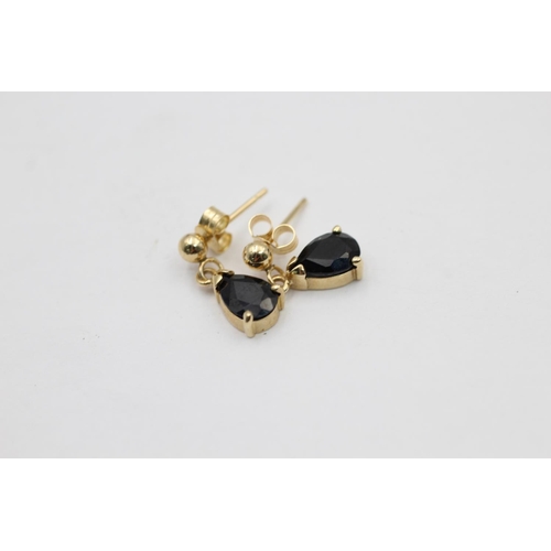 2263 - Three pairs of 9ct gold gemstone earrings with diamonds and sapphires - approx. gross weight 3.1 gra... 