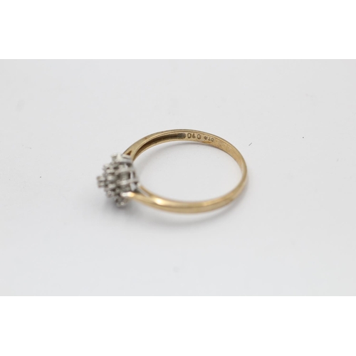 2273 - A hallmarked London 9ct gold diamond starburst set ring, size P - approx. gross weight 1.5 grams