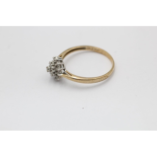 2273 - A hallmarked London 9ct gold diamond starburst set ring, size P - approx. gross weight 1.5 grams