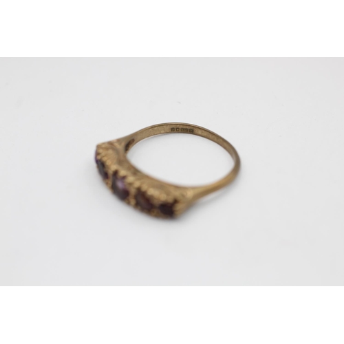 2280 - A hallmarked London 9ct gold amethyst ornate framed flush set ring, size O½ - approx. gross weight 2... 