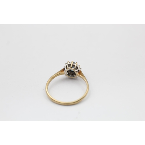 2292 - A hallmarked London 9ct gold topaz and diamond halo set ring, size N½ - approx. gross weight 1.7 gra... 