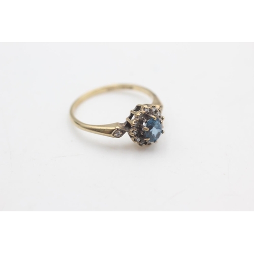 2299 - A hallmarked London 9ct gold diamond framed topaz halo set ring, size L - approx. gross weight 1.6 g... 