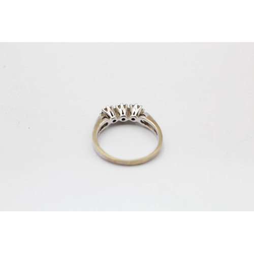 2316 - A hallmarked Sheffield 9ct white gold topaz and diamond ring, size O½ - approx. gross weight 3 grams