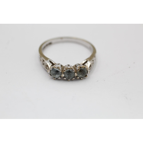 2316 - A hallmarked Sheffield 9ct white gold topaz and diamond ring, size O½ - approx. gross weight 3 grams