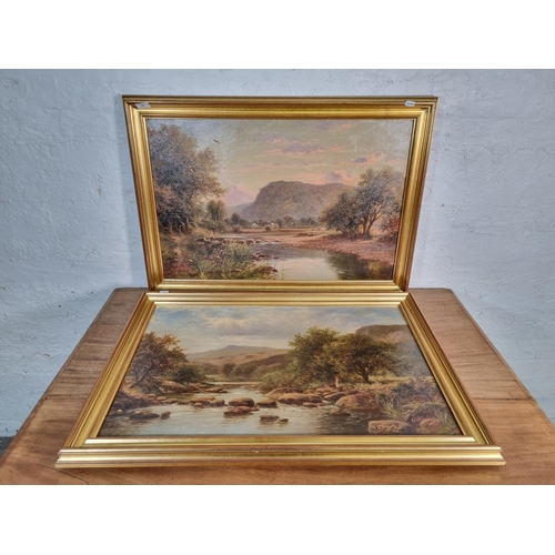 1214 - A pair of early 20th century gilt framed oil paintings of landscape scenes by H. Bingley, dated 1901... 