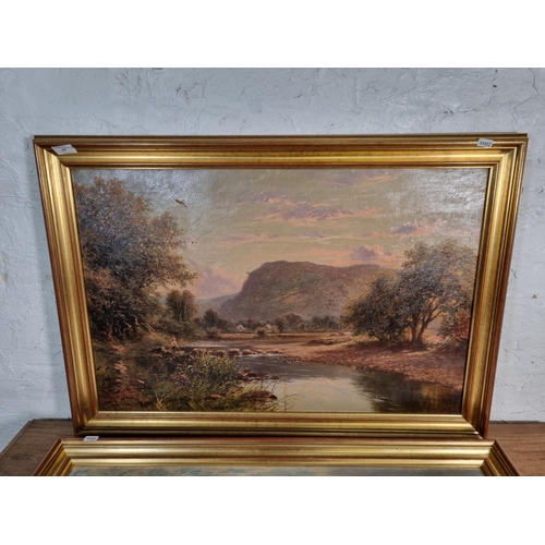 1214 - A pair of early 20th century gilt framed oil paintings of landscape scenes by H. Bingley, dated 1901... 