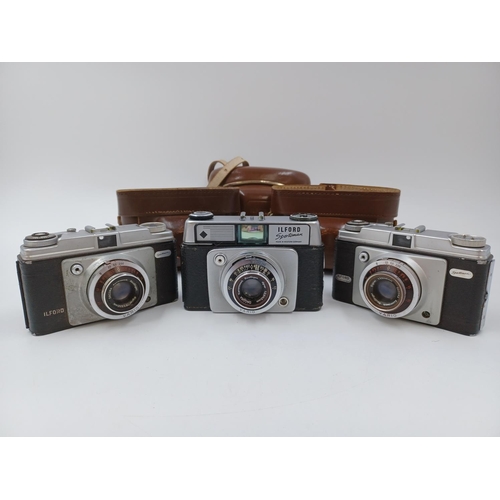 1234 - Three cased Ilford Sportsman 35mm viewfinder cameras, one mk.4 and two mk.1