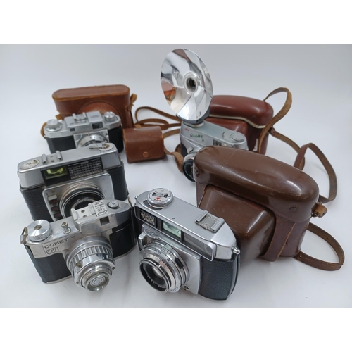 1242 - Five cameras, one mid 20th century Italian C.M.F. Bencini Comet S for 127 film, one Dacora-Matic 4D ... 